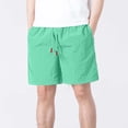 thumbnail image 2 of BRGZLK Men's Linen Shorts Solid Color Casual Summer Elastic Waist Drawstring Lightweight Beach Vacation Shorts with Pockets, 2 of 7