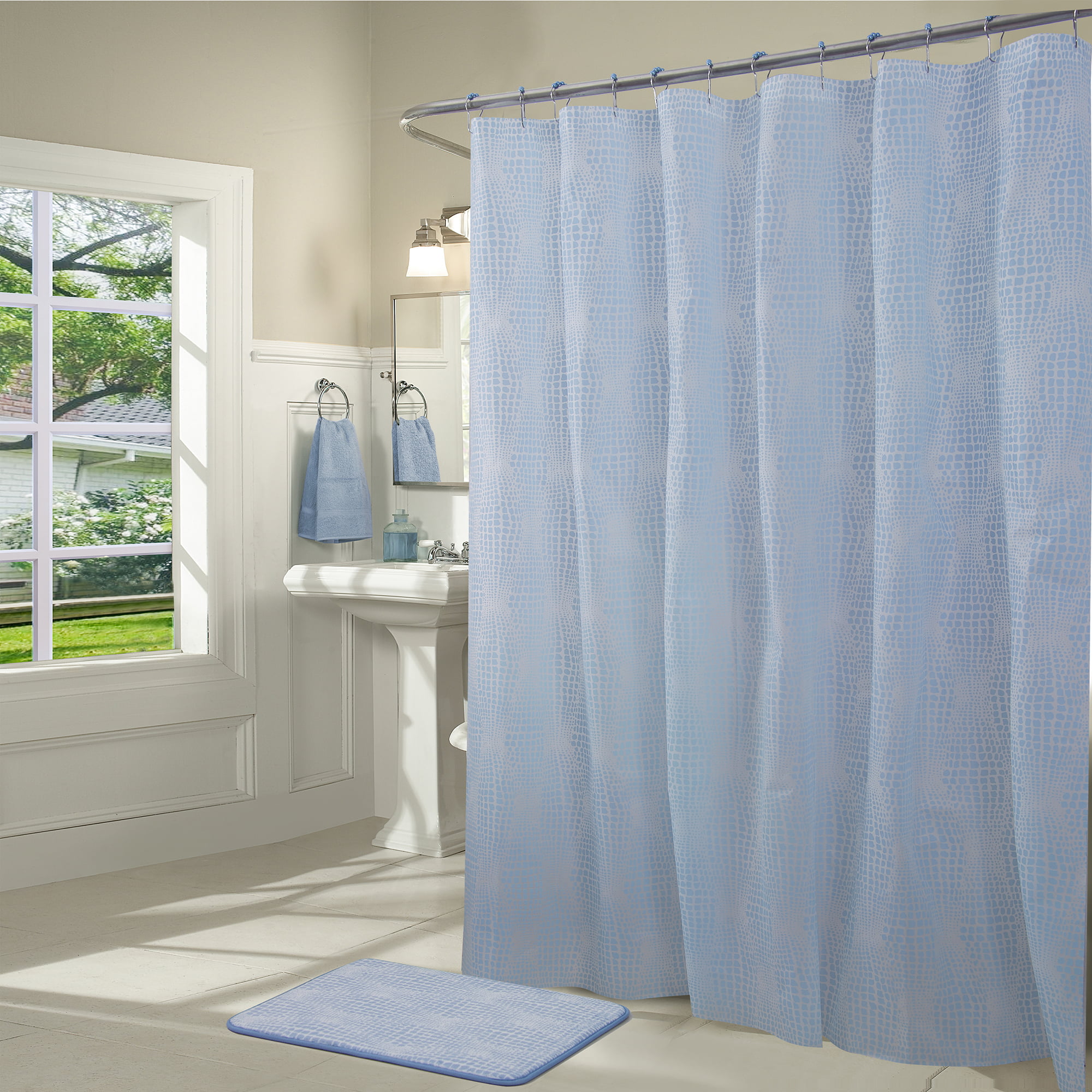 14Piece Shower Curtain/Liner with Hooks & Memory Foam Mat