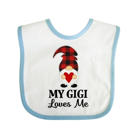 

Inktastic Gigi Loves Me Buffalo Plaid Gnome Gift Baby Boy or Baby Girl Bib