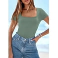 thumbnail image 3 of PRETTYGARDEN Short Sleeve Shirts for Women Summer Trendy Scoop Neck Ribbed Tops Spring Casual Slim Fitted Basic Tees, 3 of 10