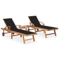 thumbnail image 1 of vidaXL Sun Loungers 2 pcs with Table and Cushion Solid Teak Wood, 1 of 5