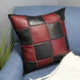 thumbnail image 2 of Natural Geo Maroon/Black Voguish Leather Geometric Pillow, 16" X 16", 2 of 4