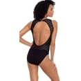 thumbnail image 4 of Women's Lauren Ralph Lauren 122008 Ottoman Mesh Boatneck One Piece Swimsuit (Black 14), 4 of 4
