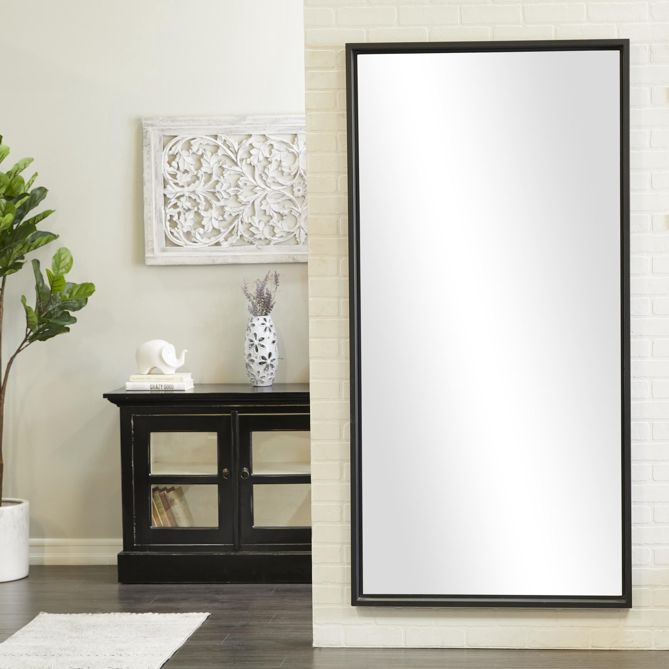 DecMode 36" x 72" Black Metal Tall Floor Mirror