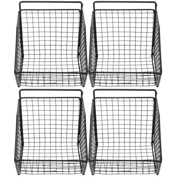 MLINS 2 Sets  Wall Mounted Storage Basket Metal Wire Basket Multi-Purpose Vegetable Fruits Basket for Kitchen