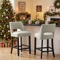 thumbnail image 3 of VKNOW Mid-Century Counter Height Bar Stools Set of 2 Upholstered Kitchen Bar Stools with Wood Legs and Ergonomic Backrest for Kitchen Island Dining Room Home Bar,Light Gray, 3 of 9