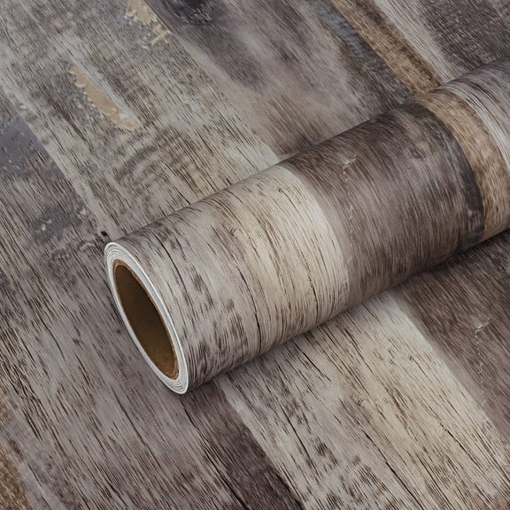 VEELIKE Chipped Paint Wood Contact Paper for Countertops Waterproof Brown Peel and Stick Shiplap Wallpaper 15.7''x118'' Distressed Wood Wallpaper for Bathroom Bedroom Walls Floors Kitchen Cabinets