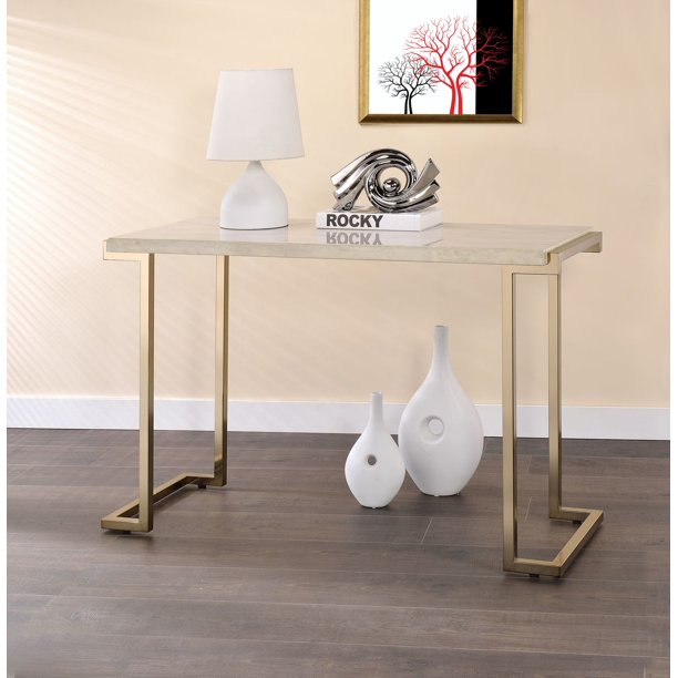 Console Table with Faux Marble Top, Sofa Side Table, Accent Hallway