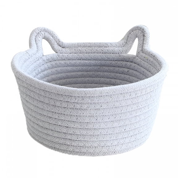 LAMIRO Basket Storage Woven Basket Organizer Decorative Pet Toy Cute Basket Cotton Rope Basket for Gifts Cat Dog Toy Bin Nursery Room Kids Toy Cat Toy Basket - Grey