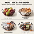 thumbnail image 6 of Fruit Basket,black Wire Basket with Acacia Wood Base,large Fruit Bowl for Countertop,black Baskets for Fruits, Breads, Vegetables Storage. (12-inch), 6 of 7