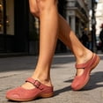 thumbnail image 4 of hoksml Women Round Toe Cutout Mule Clogs, Buckle Ankle Strap Slip On Low Wedge Casual Shoes, 4 of 6