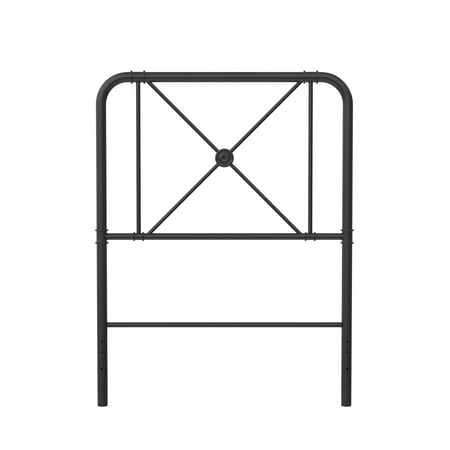 RealRooms Allysa Medallion Accented Metal Headboard  Twin  Matte Black