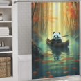 thumbnail image 3 of Funny Cute Panda Shower Curtain Fabric Bathroom Decor with Hooks, 3 of 8