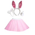 thumbnail image 1 of Sombrero de orejas de conejo de Pascua, traje de falda, disfraz de maquillaje, fiesta de carnaval, conjunto de cuatro piezas para adultos ShuxiuWang 8390612934414, 1 of 1
