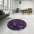 thumbnail image 4 of Ahgly Company Tapis Rond Lavable en Machine Intérieur Transitionnel Violet Profond, 3 Pieds Rond, 4 of 7