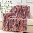 thumbnail image 2 of Colorful Throw Blanket with Tassels, Boho Knit Throw Blankets for Couch,Living Room,50"x60", 2 of 8