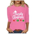 thumbnail image 2 of Aqestyerly Hauts de Noël pour Femmes Mode Féminine T-Shirt Imprimé de Noël Manches 3/4 Blouse Col Rond Hauts Décontractés, 2 of 5