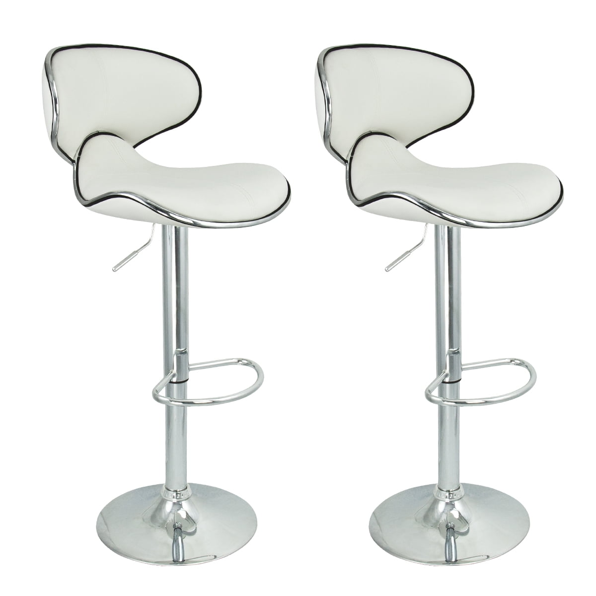 2 Swivel Barstool White Elegant Pu Leather Modern Adjustable ... 2 Swivel Barstool White Elegant Pu Leather Modern Adjustable ...