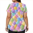 thumbnail image 4 of LTTVQM Women's Easter Scrub Tops 2026 Rabbits Eggs Print Funny Short Sleeve Scrub Tops Soft V-Neck Fashion Clothes with Pockets Purple Pink 3XL, 4 of 5