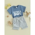 thumbnail image 2 of Bagilaanoe 2pcs Toddler Baby Boys Shorts Set Letter Print Short Sleeve T-Shirt Tops + Shorts 6M 12M 18M 24M 3T Kids Casual Summer Clothes, 2 of 8