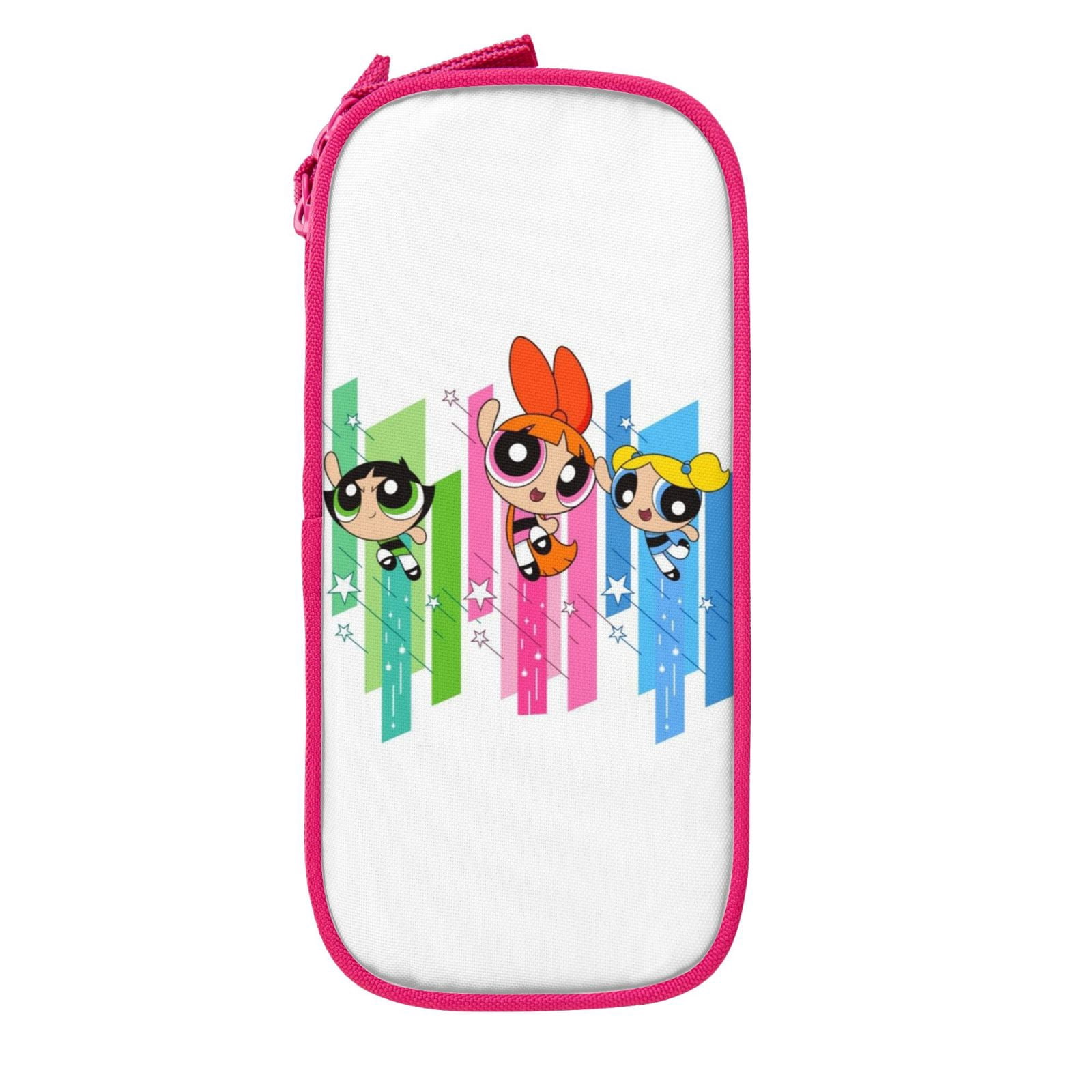 The Powerpuff Gi-rls Pencil Case Large Capacity Pencil Pouch Penbag Office Stationery Organizer Travel Makeup Bag Pink