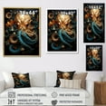 thumbnail image 4 of Designart "Golden Underwater World Of The Octopus" Octopus/Squid Floater Framed Wall Art Living Room, 4 of 5