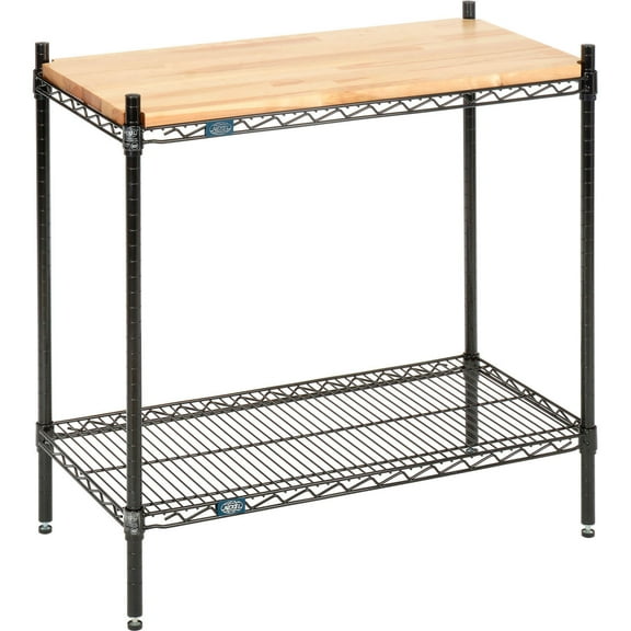Nexel 2 Shelf Black Epoxy Wire Shelving Display Unit Starter 36""W x 18""D x 34"