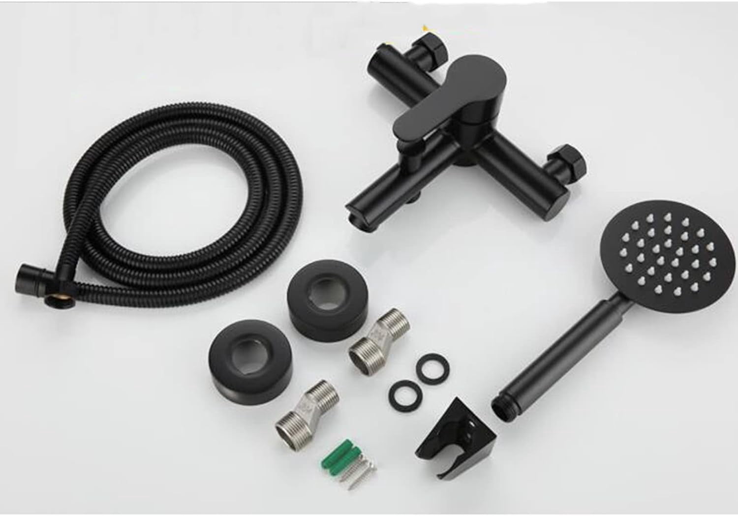 Bath Mixer Tap with Shower Attachment Bathtub Faucet Wall Mounted Stainless Steel Hot and Cold Water Simple Shower Set-Black