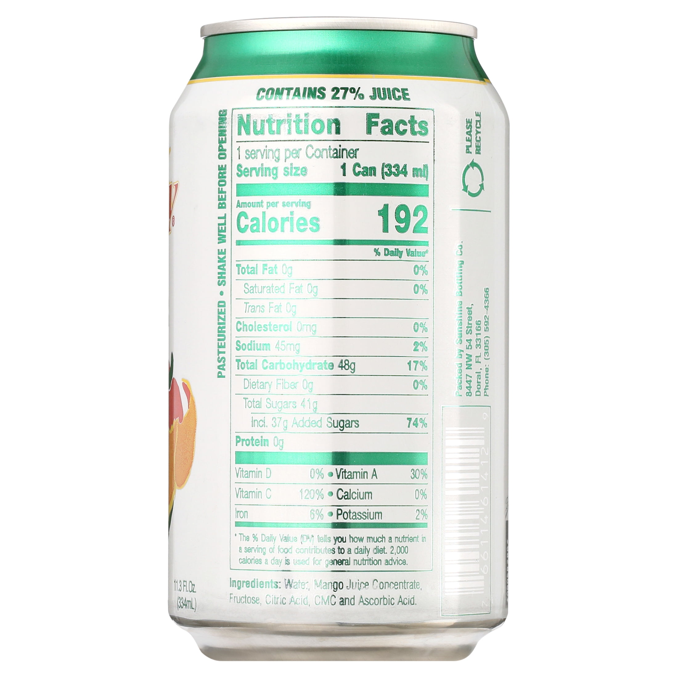 Sunchy Mango Nectar, Juice, 11.5 oz Can