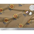 thumbnail image 2 of Soimoi Brown Rayon Fabric Leaves & Floral Ethnic Print Sewing Fabric Yard 56 Inch Wide, 2 of 3