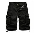 thumbnail image 3 of COSFO Black Shorts for Men Solid Cargo Comfort Waist Casual Shorts Work Loose with Multi-Pocket Shorts, 3 of 3