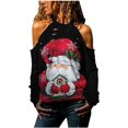 thumbnail image 4 of Mujeres moda Navidad sin tirantes impresión manga larga blusas sudadera Tops Pompotops gfhjh10282, 4 of 5