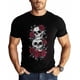 thumbnail image 1 of Men T-Shirt,Crewneck Tee Shirt Rose Skull Short Sleeve Casual Black T Shirts, 1 of 7