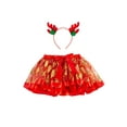thumbnail image 1 of Douhoow 2-11 Years Girl Princess Skirt,Elastic Waist Christmas Print Tutu Skirt Elk Headband, 1 of 8
