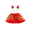 QILINXUAN Girls Kids Layered Tutu Skirt with Elk Headband Outfits for Kids Girls Fancy Dress Birthday Party Dress Up Outfit