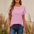 thumbnail image 6 of Backless Cross V-Neck Top for Women - Short Sleeve Graphic Print Tee, Sexy Open Back Blouse for Women's Summer Party & Casual Outfits Pink XL, 6 of 7
