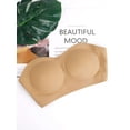 thumbnail image 6 of Gustave Strapless Bandeau Bra for Women Non-Slip Silicone Wireless Padded Bras Cut Out Cross Back Tube Top Bralette, Skin, L, 6 of 7
