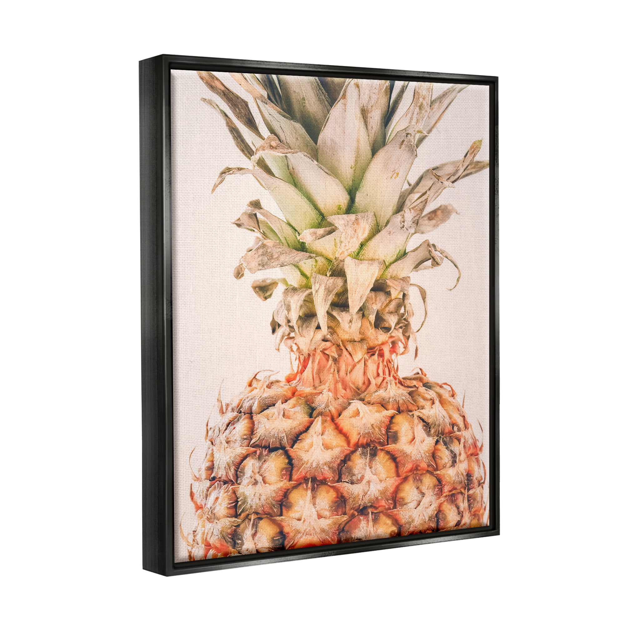 Stupell Industries Tropical Pineapple Photography Food & Beverage Photography Black Floater Framed Art Print Wall Art