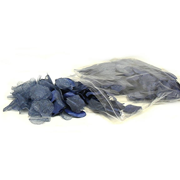 Deep Denim Blue Rose Petals Polysilk Faux Fake Flower 400 Opaque & 100 Sheer 2.25in Petals per Bag for Craft Table Engagement Ceremony Wedding Aisle Floral Romantic Decor (Dark Blue, Set of 4 bags)