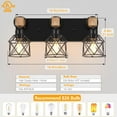thumbnail image 3 of Farmhouse 3-Lights Vanity Wall Sconces Lighting Industrial Metal Black Bathroom Wall Light Fixtures, 1 Pack, 3 of 10