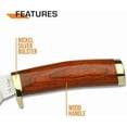 thumbnail image 4 of Elk Ridge - Fixed Blade Knife - 8.5-in Overall, Mirror Finished gut Hook Blade, Wood Handle, Leather Sheath - Hunting, Camping, Survival, 4 of 5