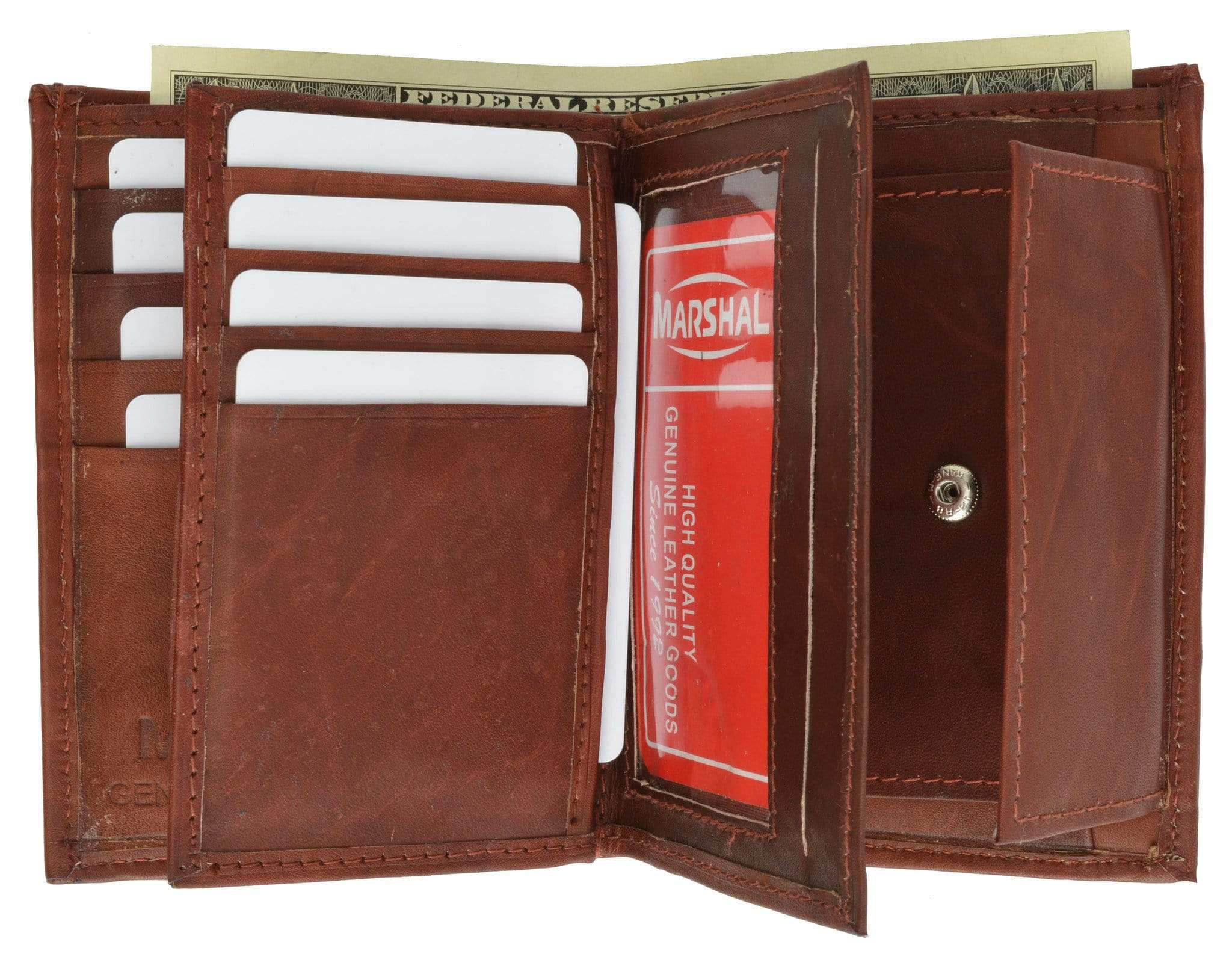 MENS SOFT LEATHER TRIFOLD WALLET 12 CREDIT CARD SLOTS AND COIN POCKET 2 COLOR 