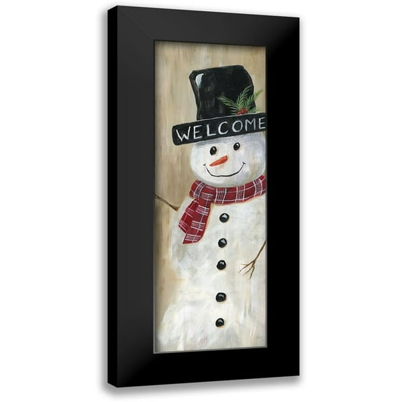 Nan 7x14 Black Modern Framed Museum Art Print Titled - Welcome Snowman
