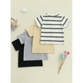 thumbnail image 5 of Loicainy 4 Pack Baby Toddler Boy Girl Summer T-Shirt 6 9 12 18 24 Months 2T 3T Loose Fit Solid/Striped Crew Neck Short Sleeve Tops, 5 of 9