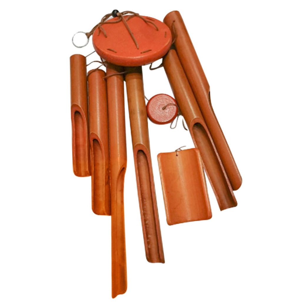 FRCOLOR Light Brown Bamboo Wind Chimes for Outside with Deep Tone for Patio and Home Decor