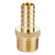 U.S. Solid 1pc Brass Hose Fitting, Adapter, 1/2" Barb To 3/8" NPT Male Pipe Conector