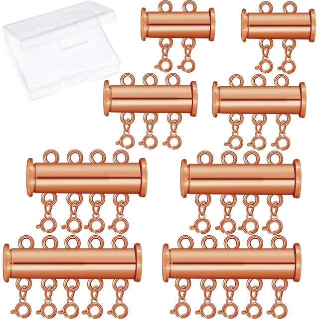 8 Pieces 4 Sizes Slide Clasp Lock Necklace Connector Multi Strands Slide Tube Clasps with Storage Box for Layered Bracelet Necklace Jewelry Crafts