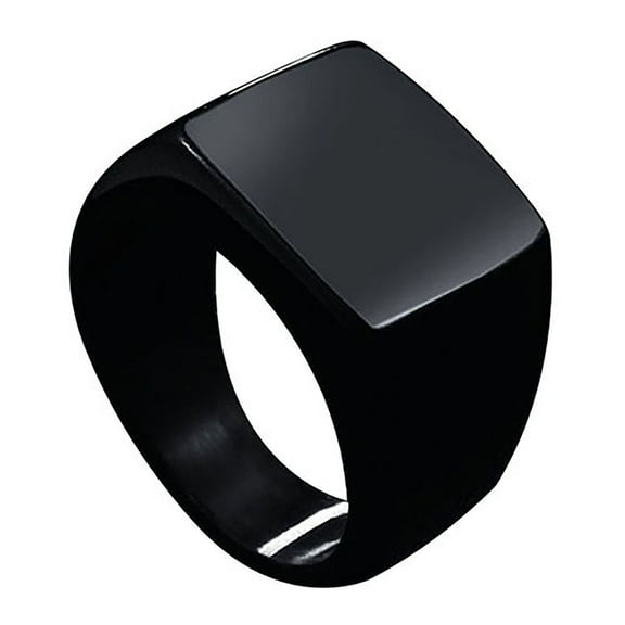 Ruanlalo Wedding Ring Solid Color Finger Decoration Stainless Steel Men Square Band Finger Ring for Party Black US 11