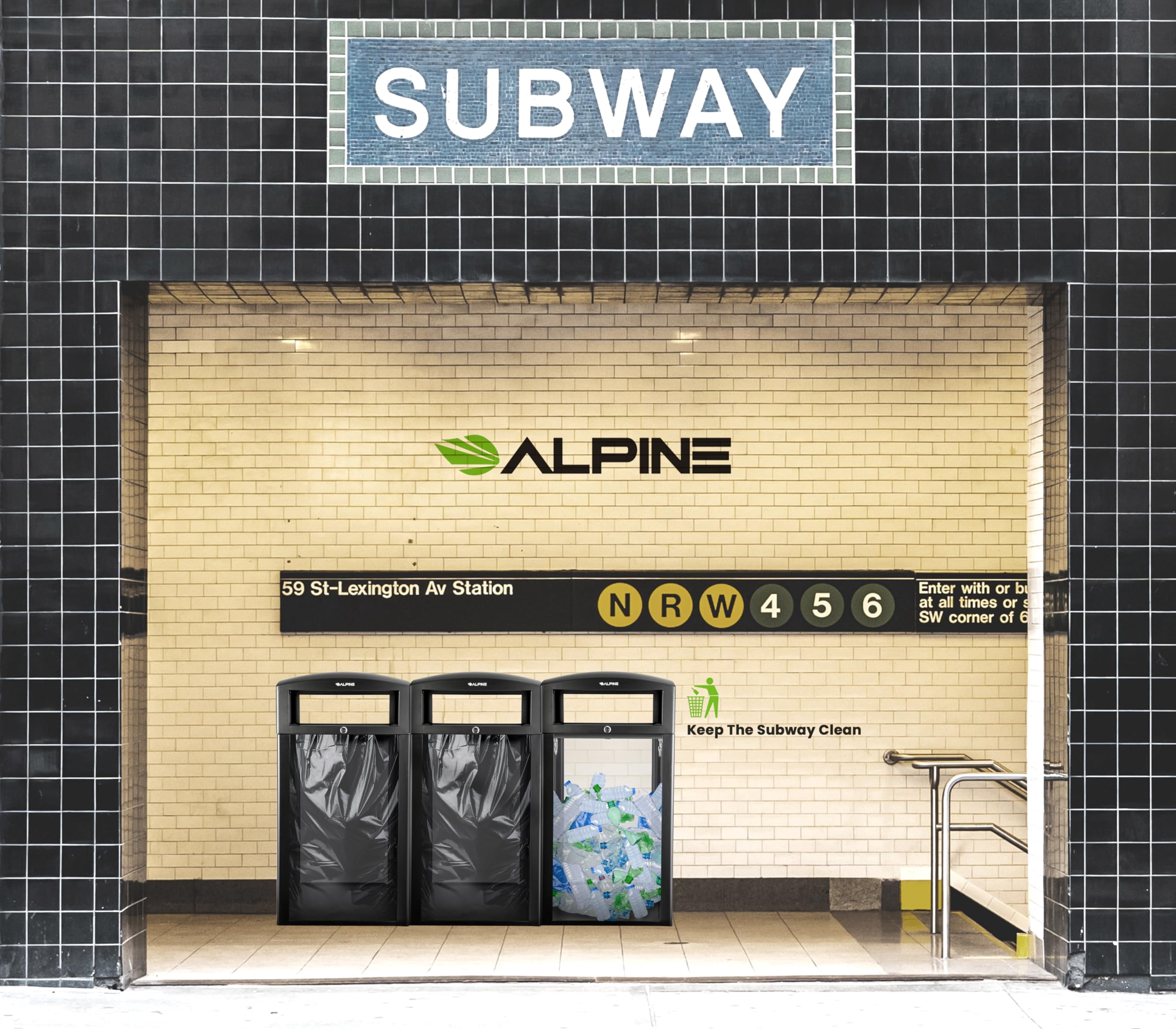 Alpine 40 Gallon Commercial Clear Trash Can with Lid for Outdoor & Indoor - DHS Complaint See Through Security Trash Bin, Transparent Garbage Bin for TSA in Airpot, Train Station, Bus Station, Mall