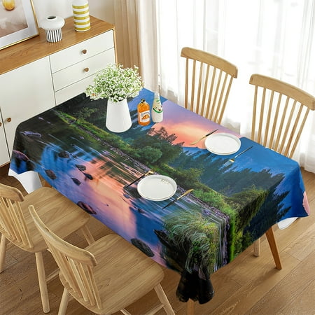 

Landscape Tablecloth Shore of a Small Lake in Winter Sweden Rectangular Table Cover for Dining Room Kitchen r